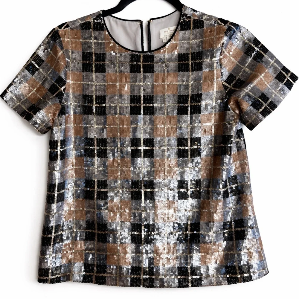 Kate Spade NY Black, Silver, Gold Sequins Blouse Top Size 0 formal wear